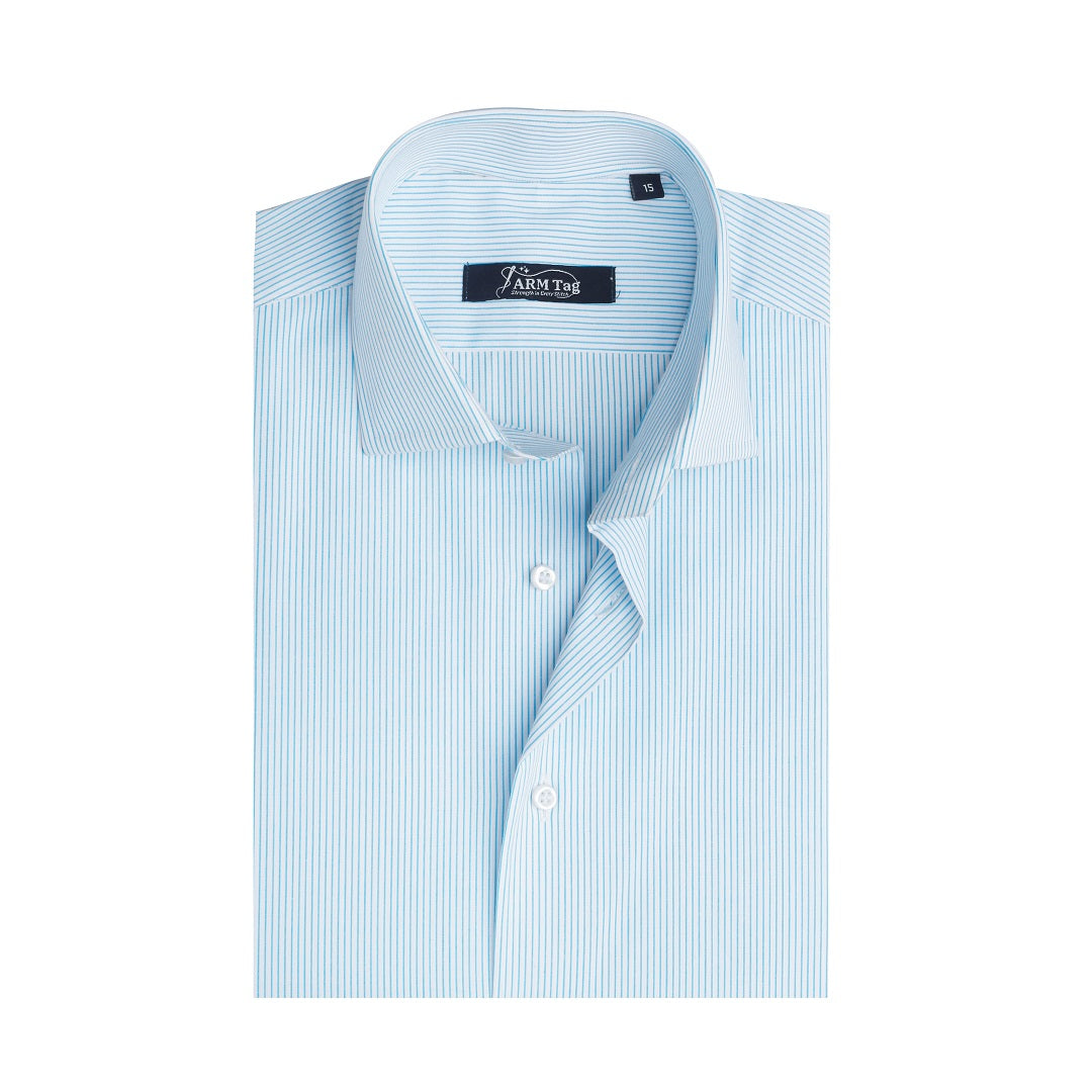 Teal & White Pinstripe